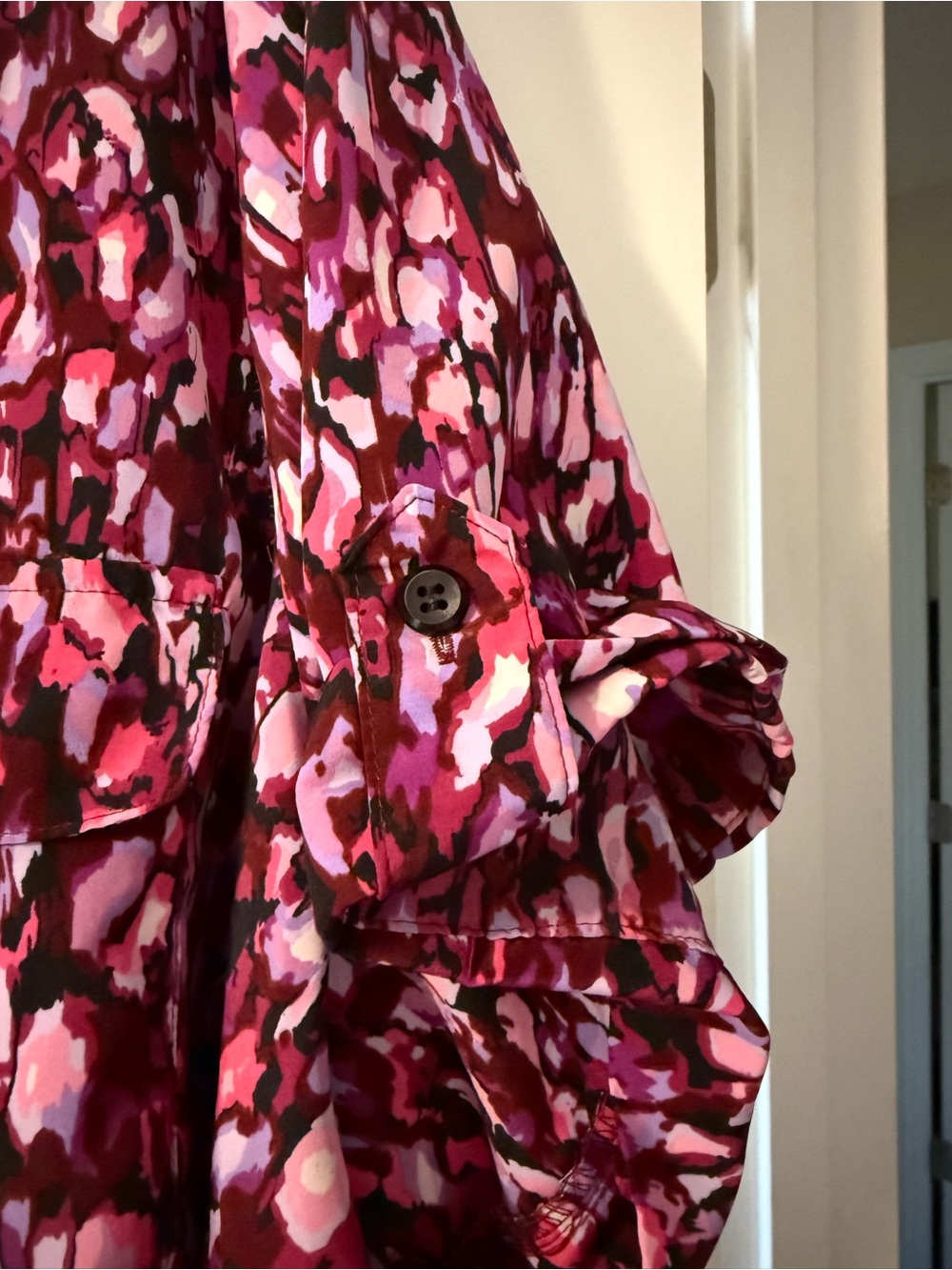 Essentials Button-Front Collared Blouse - Picture 2 of 6